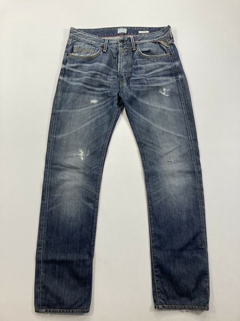 Men’s Replay Jeans • W32 L34 • 100% cotton • Hem width 7.5” • Rise 11” • Great condition Replay Jeans, Slim Straight Jeans, Fashion Help, Mens Clothing Styles, Straight Jeans, Mens Accessories, Mens Outfits, Things To Sell, Navy