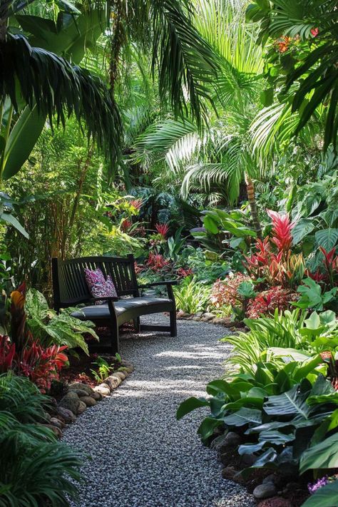 "Transform your outdoor space into a lush paradise with these tips on how to create a tropical garden! 🌴🌺 Embrace the vibrant colors, exotic plants, and rich textures that define tropical landscapes. Whether you have a large backyard or a cozy patio, you can bring the warmth and beauty of the tropics right to your home. 🌿✨ #TropicalGarden #GardenDesign #LushLandscapes #OutdoorLiving" Subtropical Landscaping, Garden Ides, Lover Archetype, Tropical Planting, Florida Backyard, Tropical Backyard Landscaping, Tropical Landscapes, Pool Plants, Tropical Patio