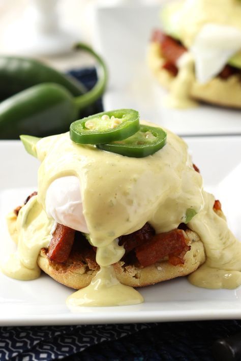 Add a little southwestern flair to your favorite brunch recipe, this Eggs Benedict has a bit of heat to make your Sunday extra spicy! Bridal Shower Food Ideas Lunch, Food Ideas Lunch, Bridal Shower Food Ideas, Shower Food Ideas, Eggs Benedict Recipe, Egg Benedict, Mexican Breakfast Recipes, Jalapeno Recipes, Ideas Lunch