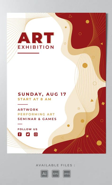 Art Exhibition Poster Template AI, EPS Art Exhibition Ideas Poster, Art Show Invitation Design, Art Show Poster Ideas, Tract Design Idea, Exhibition Card Design, Poster Art Exhibition Graphic Design, Art Fair Poster Design, Poster For Exhibition, Art Exhibition Flyer Design