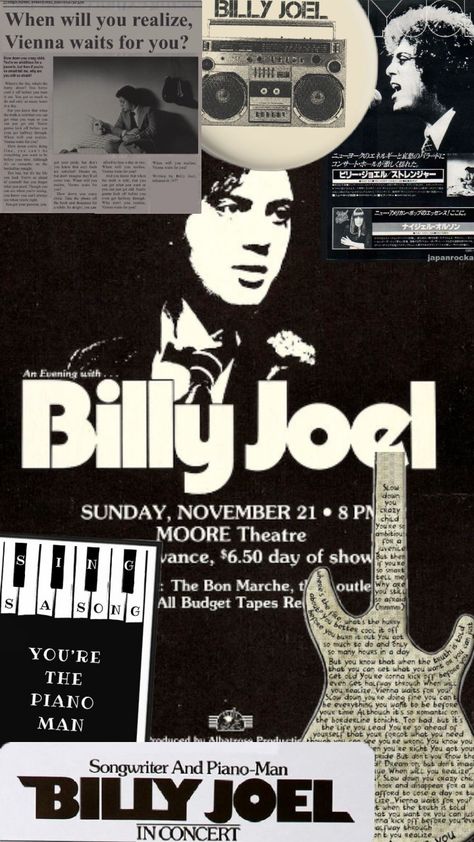 billy joel #billyjoel Billy Joel Aesthetic Wallpaper, Billy Joel Wallpaper, Mikayla Core, Billy Joel Poster, Vintage Music Posters, Dorm Wall Decor, Dorm Posters, Poster Room, Wallpaper Photos