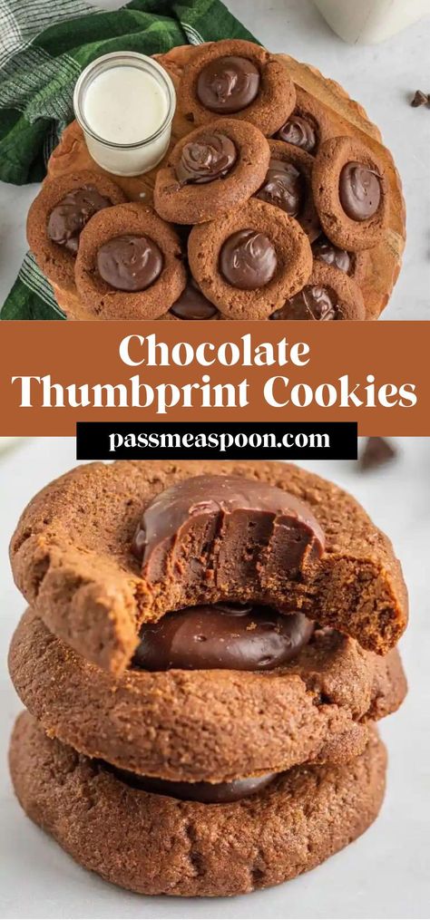 Chocolate Thumbprint Cookies will be the highlight of the holidays! These tasty cookies are easy to make and perfect for a cookie exchange! Thumbprint Cookies Hershey Kiss, Thumbprint Cookies With Icing, Thumbprint Cookies Easy, Chocolate Drop Cookies, Chocolate Thumbprint Cookies, Tasty Cookies, Thumbprint Cookies Recipe, Baby Sitting, Baking Substitutes