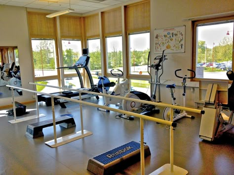 Physical therapy room at Primary Health Care Clinic Physical Therapy Room, Physical Therapy Business, Physiotherapy Room, Therapy Business, Cool Name, Mental Health Clinic, Physiotherapy Clinic, Gym Interior, Clinic Interior Design