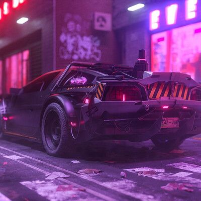 Tech Dystopia, New Delorean, Cyberpunk Car, Synthwave Neon, Vapor Art, Need For Speed Cars, Cool Desktop Wallpapers, Dmc Delorean, Wallpaper Rose