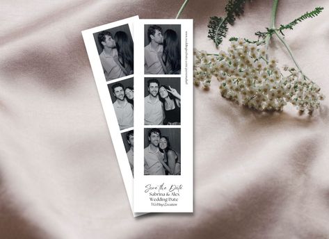 Polaroid Invitation Wedding, Wedding Invitations Polaroid, Photo Booth Strip Save The Date, Film Save The Date, Diy Photo Strip, Photo Strip Wedding Invitations, Photobooth Wedding Invitations, Photostrip Save The Date, Photo Booth Wedding Invitations