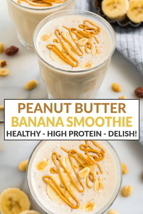 This peanut butter banana smoothie is good for you but tastes like a treat! Made with peanut butter, banana and yogurt, it's creamy, protein rich and filling. Because it will keep you full, it's a great smoothie for weight loss and healthy breakfasts. #wellplated #smoothies Thick Peanut Butter Smoothie, Best Peanut Butter Banana Smoothie, Oatmeal Banana Peanut Butter Smoothie, Peanut Butter Powder Smoothie Recipes, Pb2 Banana Smoothie, Pb Protein Smoothie, Peanut Butter Protein Powder Smoothie, Peanut Butter Oat Smoothie, Peanut Butter Banana Smoothie Healthy