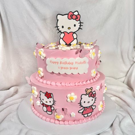 2 Tiered hello kitty birthday cake 🩷 #hellokitty #hellokittybirthdaycake #cutecakes #vintagecakes #heartcakes #occakes #socalcakes #birthdaycakeinspo #wiltontips #cakesofinstagram #orangecountycakes #weddingcakes #wiltoncakes #ocevents #cakes #cakebusiness #thelayeredbakery #fatdaddios #smallbusiness #colourmill #americolor #foryou #explorepage Tortas Hello Kitty, Happy Birthday Michelle, Kitty Birthday Cake, Wilton Tips, Hello Kitty Birthday Cake, Hello Kitty Birthday Party, Heart Cakes, Kitty Cake, Wilton Cakes