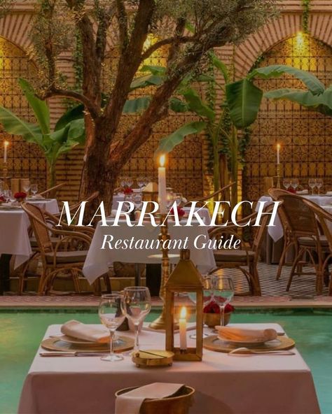 restaurant in Marrakech with cozy lamps and greenery Marrakech Restaurant Design, Marrakech Street Style, Marakesh Restaurants, Marrakech Itinerary, Marrakech Restaurant, Marrakech Style, Moroccan Restaurant, Tea Places, Visit Marrakech