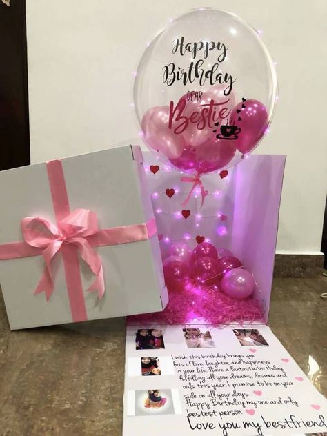 Bff Birthday Surprise, Idea For Surprise Birthday, Birthday Day Gifts For Best Friend, B Day Box Gift, Surprise Gift For Best Friend, Surprise Box For Best Friend, Surprise Birthday Box Ideas, Surprise For Best Friend Birthday, Best Friend Birthday Ideas Surprise