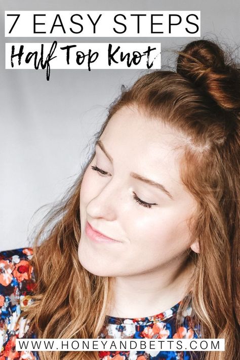 How to do a top knot? Hannah, from the popular Canadian beauty blog Honey & Betts, shares how she create the half up and half down look with long hair. From the best dry shampoo, to placing the bun on top of your head just right, and the variation between a high bun and a low bun. Check it out! #topknot #hairstyles @honeyandbetts Hair Knot Tutorial, Top Knot Tutorial, Half Top Knot, Best Dry Shampoo, Half Bun, Top Knot Bun, Half Top, Knot Bun, Knot Hair