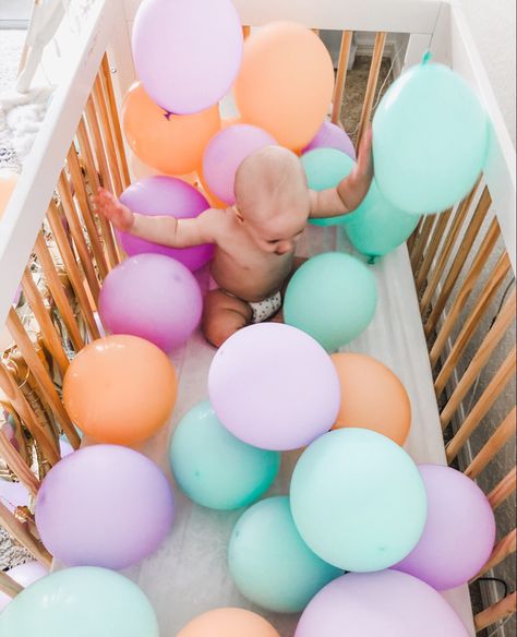 Crib Photoshoot 1st Birthdays, At Home 1 Year Photoshoot, 1st Birthday Home Photoshoot, Hot Air Balloon One Year Old Birthday, 1st Bday Photoshoot Boy, First Birthday At Home Ideas, 1st Birthday Party Decorations At Home, 1/2 Birthday Ideas, One Year Old Birthday Party Theme