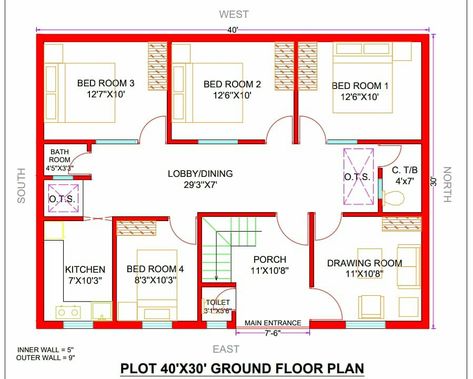 40 By 30 House Plans, 40 30 East Facing House Plans, 30 40 House Plans India, 40×40 House Plans, 40x30 House Plans, 1200 Sq Ft House Plans, 1200sq Ft House Plans, Type Of Drawing, Home Map Design