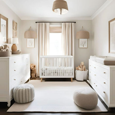 Cozy Gender Neutral Nursery, Simple Gender Neutral Nursery, Gender Nursery Neutral, Twin Nursery Room, Neutral Nursery Ideas, Small Room Nursery, Baby 2024, Modern Baby Room, Bedroom Things