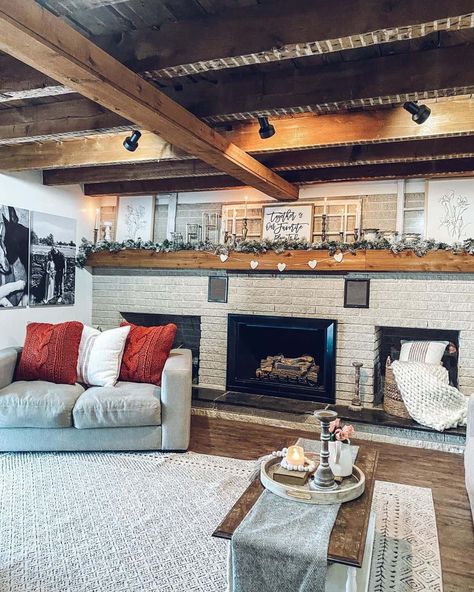 How Do You Style a Long Fireplace Mantel? (incl. 10 examples) Styling A Long Mantle, Long Fireplace Mantle Decor With Tv, Decorating Long Mantel Ideas, Decorating A Large Mantle, Wall To Wall Mantle, Long Mantel Decor, Long Mantle Ideas, Large Fireplace Ideas, Long Fireplace Wall