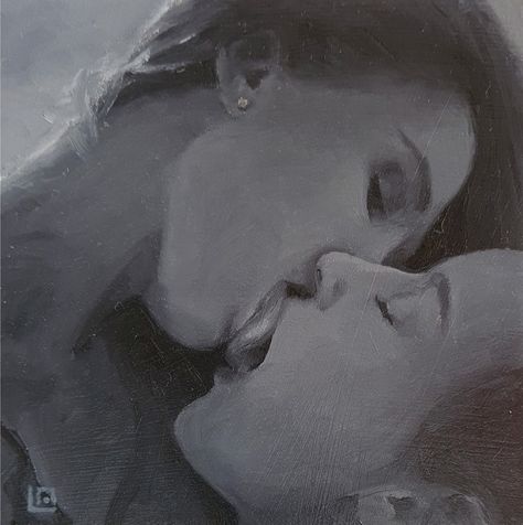 Linda Delahaye The Kiss #6 oil on panel 5 x 5 x 1.50 in $600 Poses For Art Reference, Stock Poses, Poses For Art, Hot Love Quotes, Romantic Quotes For Her, Creative Soul, Romance Art, Happy Drawing, The Kiss