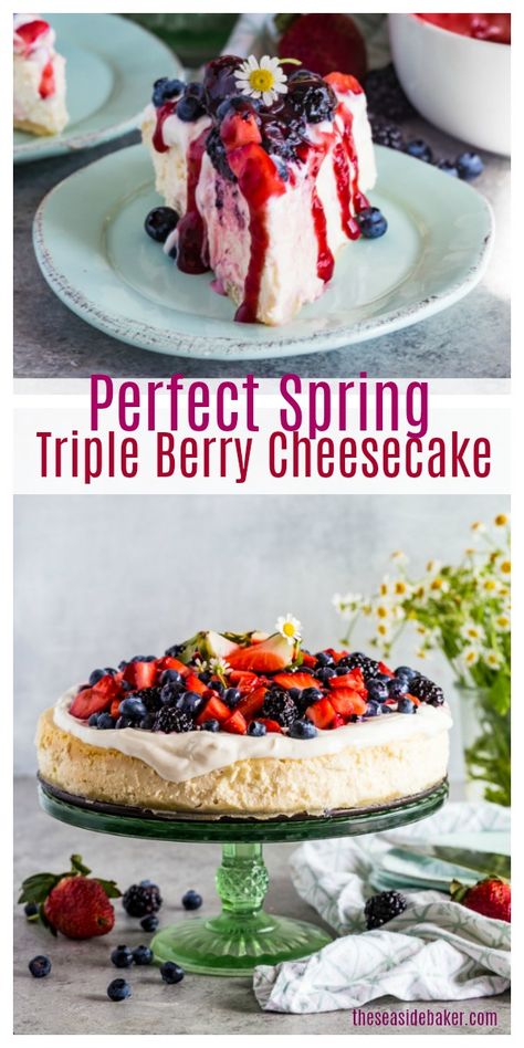 Cheesecake With Berries On Top, Cheesecake Berry Topping, Fresh Fruit Topping For Cheesecake, Cheesecake Topping Ideas Fruit, How To Decorate A Cheesecake With Fruit, Berry Cheesecake Topping, Fruit Topped Cheesecake, Berry Topping For Cheesecake, Cheesecake With Fruit Topping