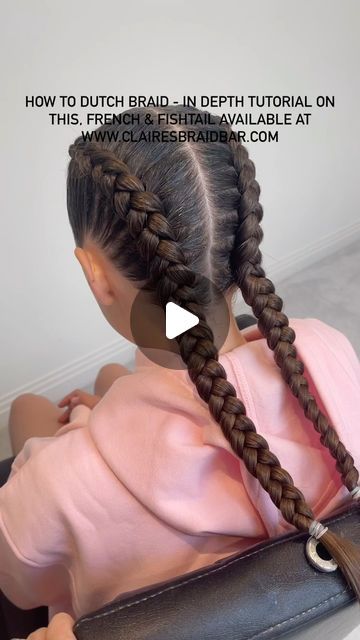 Claire Kent on Instagram: "How to Dutch Braid - in depth tutorial on this, French and Fishtail covering how to prep the hair, how to do the best part lines, how to hold the hair, how to make the braids symmetrical and not baggy - BE QUICK!! flash sale on right now with 15% off with the code onlinebraid15 only at www.clairesbraidbar.com . . . .  #schoolhairstyles #trenzastyle #schoolhair #dutchbraids #dutchbraid #braidtutorial #tranças #lacebraids #hairstylesforgirls #peinados #hairtutorial #hairreels #easyhairstyles #hairvideo #girlshairstyles #nagô #braidsforgirls #braidsofinstagram #hairideas #hairtutorial #hairtutorials #braidstyles #braidedhairstyles #braidideas #penteados #peinadosparaniñas #braidinspo #trenza #partyhairstyle" Braiding Hairstyle Tutorial, Outside French Braid, Durch Vs French Braid, How To Reverse French Braid, Pinterest Hairstyles Braids, How To Braid Over Handed, How To Do Small Dutch Braids, How To Do 2 Dutch Braids, How To Braid Someones Hair