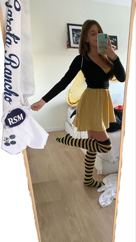 Bee Halloween Costumes Diy, Diy Bumblebee Costume Women, Bumblebee Costume Women's, Diy Ladybug Costume For Women, Bee And Bee Keeper Costume, Bumblebee Halloween Costumes, Bumble Bee Costume Diy, Bee Themed Outfit, Diy Bee Costume Women