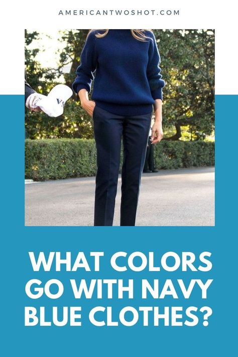 Navy Blue Khaki Pants Outfit Women, Blue Pants Outfits For Women, How To Wear Navy Blue Pants Work Outfits, Navy Blouse Black Pants Outfit, How To Wear Navy Blue, Navy Blue Pants Winter Outfit, Navy Top White Pants Outfit, How To Style Navy Pants Women, Navy Blue Wide Leg Pants Outfit Work