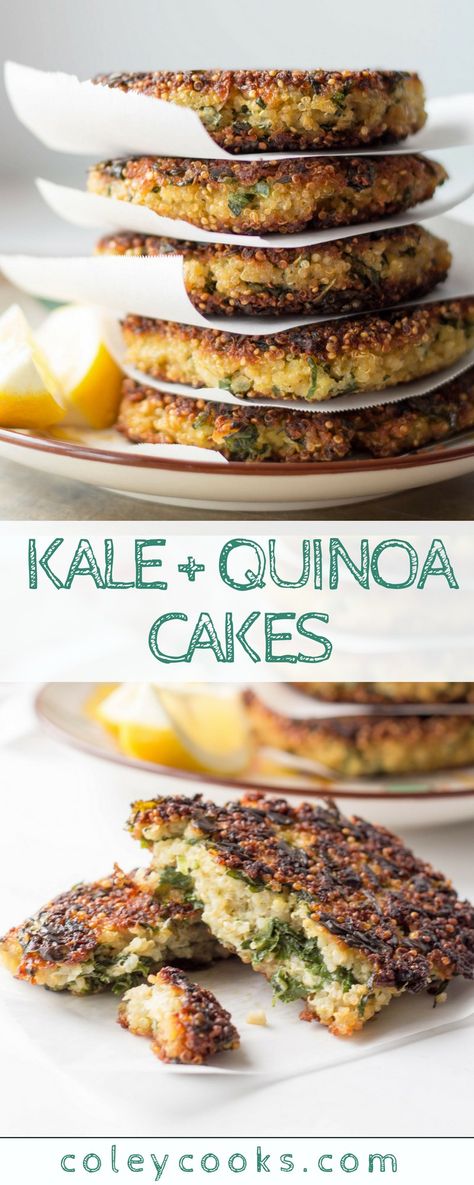 Kale   Quinoa Cakes (Video!) Vegetarian Patty, Quinoa Cakes, Appetizer Easy, Kale And Quinoa, Quinoa Cake, Kale Quinoa, Freezer Friendly Meals, Easy Zucchini, Kale Recipes