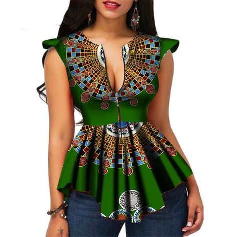 African Print Shirt, African Blouses, African Print Tops, African Fashion Designers, Afrikaanse Mode, African Fashion Ankara, African Fashion Modern, African Traditional Dresses, African Print Fashion Dresses