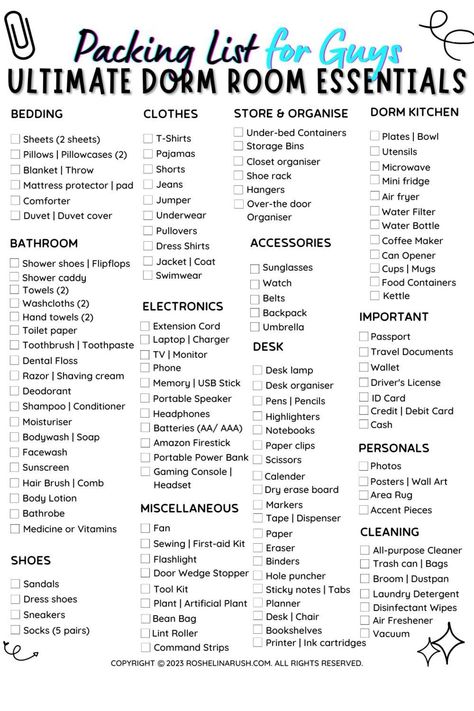 college dorm room ideas organizing packing lists dorm packing list for guys dorm list for girls college packing packing list dorm extensive dorm packing list minimalist college dorm packing list packing list dorm room suite style dorm packing list toiletries packing list dorm ultimate college packing list dorm room dorm packing list freshman year boys college dorm packing list freshman year boy girl college dorm packing list Uni Dorm Essentials, College Dorm Guys, Dorm Essentials List For Guys, Dorm Room Essentials For Guys, College Dorm Checklist For Guys, Dorm Room Designs For Guys, College Clothing Essentials, Male Dorm Room Ideas, Dorm Essentials List