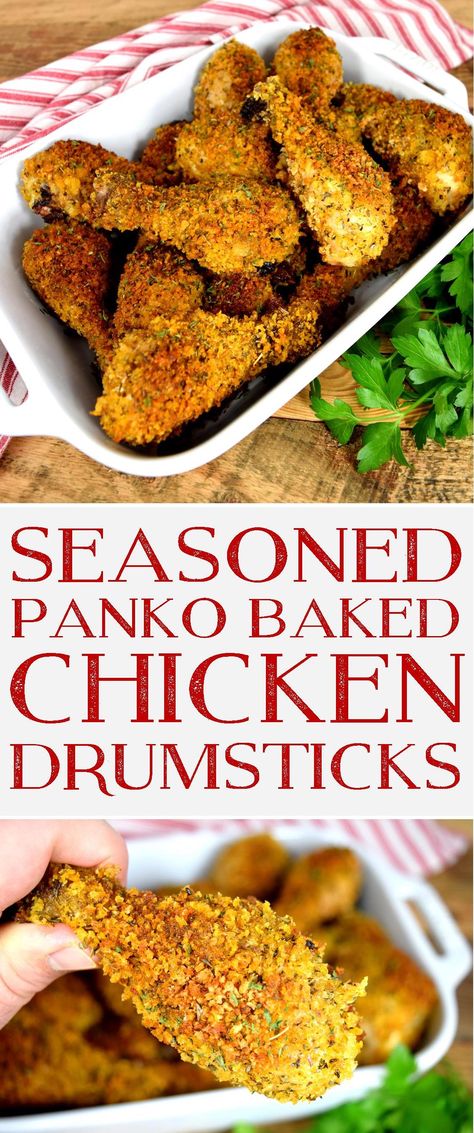 Panko Drumsticks, Chicken Drumstick Recipes Oven, Crusted Baked Chicken, Drumstick Recipes Oven, Baked Panko Chicken, Drumstick Chicken, Keto Pumpkin Recipes, Baked Drumsticks, Shake N Bake Chicken