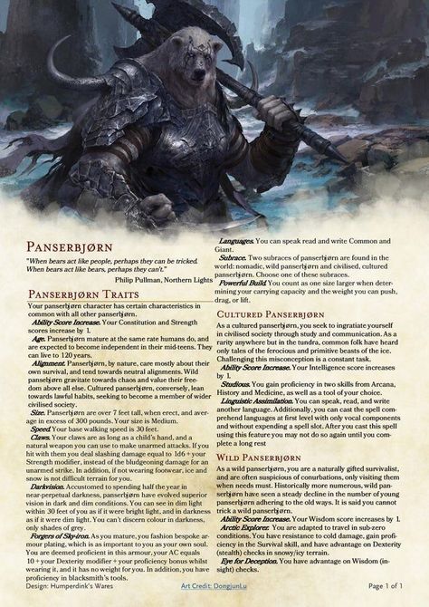 Ketra (Panserbjorn) Dnd 5e Races, Dungeons And Dragons Rules, Dungeons And Dragons Races, D D Races, Dnd Stories, Dungeon Master's Guide, Dnd Classes, Dnd Races, Dungeons And Dragons 5e