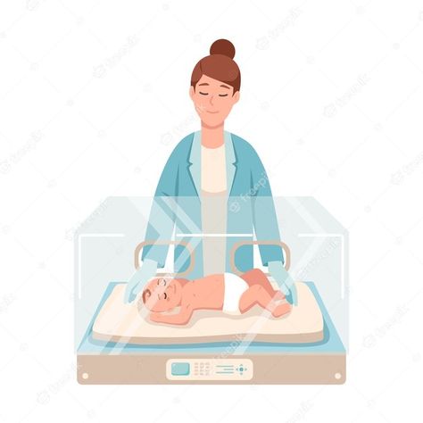 Premium Vector | Premature newborn infant lies inside neonatal intensive care unit, female doctor or pediatric nurse stands beside it and checks Nursery Colorful, Oral Motor Activities, Preterm Baby, Pregnancy Illustration, Midwifery Student, Neonatal Care, Nursing Mnemonics, Nursing Student Tips, Nurse Art