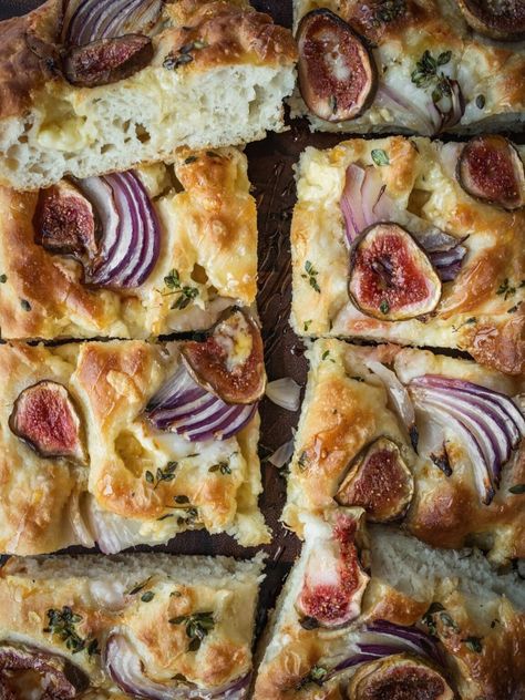 Fig Onion Cheddar Focaccia (Easy No Knead Bread Recipe) - Urban Farm and Kitchen Shawarma Spice Blend, Homemade Shawarma, Easy No Knead Bread, Shawarma Spice, No Knead Bread Recipe, Fig Bread, Chive Blossom, Shawarma Spices, Foccacia Bread