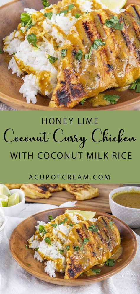 Thai Coconut Honey Lime Chicken, Thai Cashew Coconut Rice, Dinner With Coconut Rice, Honey Coconut Chicken, Ginger Peanut Chicken With Coconut Rice, Grilled Chicken Curry, Chicken Coconut Rice Recipes, What To Serve With Coconut Rice, Coconut Rice Chicken Recipe