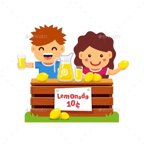 Children Making Money Young Entrepreneur by IconicBestiary Children making money. Young entrepreneur kids selling lemonade in their first private business. Flat style cartoon vector illustr Entrepreneur Kids, Best Lemonade, Business Cartoons, Money Change, Hobbies That Make Money, Make Easy Money, Money Today, Smart Money, Online Entrepreneur