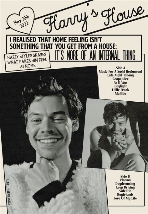 Harry’s House Poster, Harry Styles Poster Aesthetic, Posters On Wall Bedroom Aesthetic, Aesthetic One Direction, Posters On Wall, Simple Poster Design, Posters On Wall Bedroom, House Poster, Harry Core