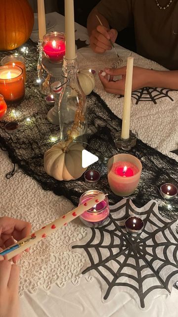 Derya🥐🥐 on Instagram: "Your sign to paint candles with your friends🕯️🍂💌" Paint Candles, Candle Painting, Night Theme, Halloween Candle, Fall Bucket List, Painted Candles, Friends Instagram, Halloween Painting, Halloween Candles