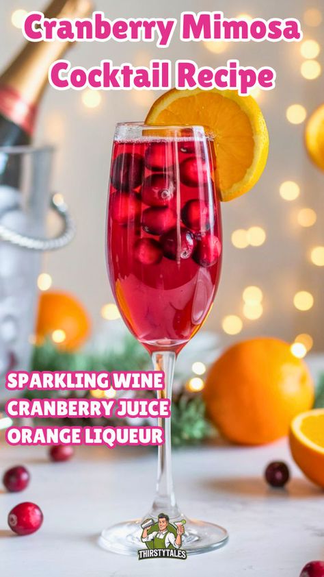 "Elevate your holiday celebrations with this delightful Cranberry Mimosa Cocktail Recipe! Perfect for Thanksgiving games for adults and Christmas brunch drinks, this refreshing mimosa drink combines sparkling wine with a vibrant cranberry juice. Add a touch of elegance with sugared cranberries, making it a festive choice for Christmas party drinks. Explore our easy Cranberry Mimosa recipe and impress your guests with these delicious Christmas drinks alcohol recipes!" Christmas Brunch Drinks, Cranberry Mimosa Recipe, Mimosa Cocktail Recipes, Cranberry Mimosas, Mimosa Recipes, Mimosa Drink, Cranberry Mimosa, Thanksgiving Games For Adults, Peppermint Martini