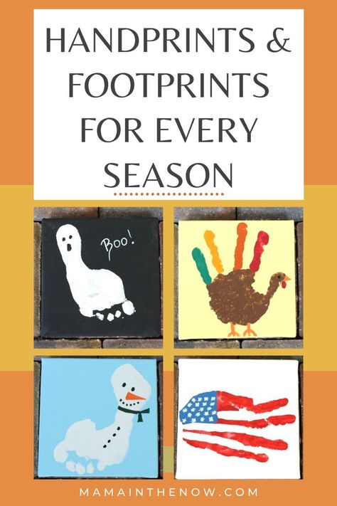 These are the cutest hand-print and footprint crafts to do with your kids! These crafts are so easy to make and will be sentimental seasonal decorations for years to come! You will find great ideas for every season and occasion! Try making one of these fun footprint or hand-print crafts with your kids today. #footprint #handprint #kids #diy #art #crafts #kidscrafts #decorations Hygge Diy, Print Crafts, Diy Art Crafts, Footprint Crafts, Footprint Art, Handprint Crafts, Seasonal Decorations, Handprint Art, Kids Diy