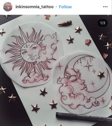 Sun And Moon Design, Kunst Tattoos, Moon Tattoo Designs, Inspiration Tattoos, Tato Lengan, Forever And Ever, Sister Tattoos, Dream Tattoos, 문신 디자인