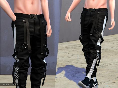 CC Pack - Dec 2020 - Pt I | Patreon Sims 4 Cc Clothes Techwear, The Sims 4 Cc Techwear, Sims 4 Techwear, Sims 4 Men Clothing, Sims 4 Male Clothes, Sims 4 Piercings, Clothes Cc, Pelo Sims, Strap Pants