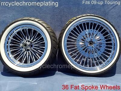 (eBay) Chrome 36 Fat Spoke Wheels 21F 16 Rear Set Tires Harley Touring 09-21 Road Glide Harley Wheels, Harley Softail Deluxe, Road King Custom, Chrome Rims, Softail Deluxe, Harley Softail, Motorcycle Wheels, Custom Harleys, Chrome Wheels