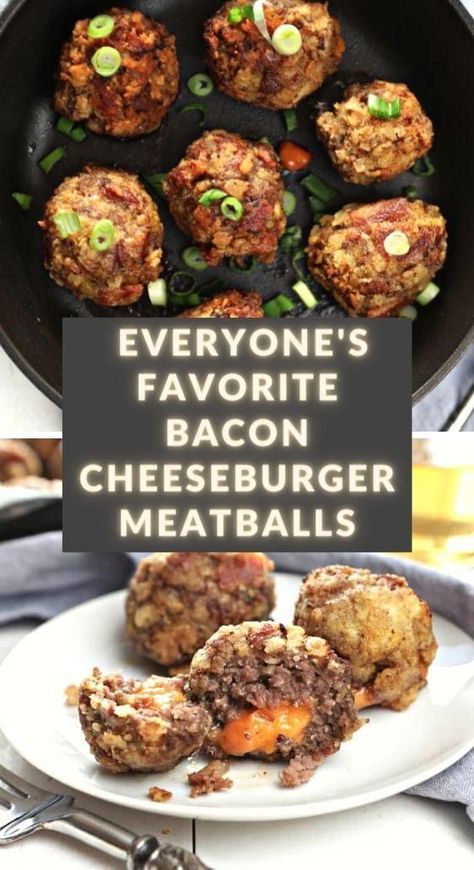 These Bacon Cheeseburger Balls are everything you love about cheeseburgers wrapped into a delicious little meatball! Cheeseburger Hand Pies, Cheeseburger Balls, Hamburger Meatballs, Heavy Apps, Air Fryer Cheeseburger, Cheeseburger Meatballs, Cheeseburger Wraps, Minced Beef Recipes, Chomp Chomp