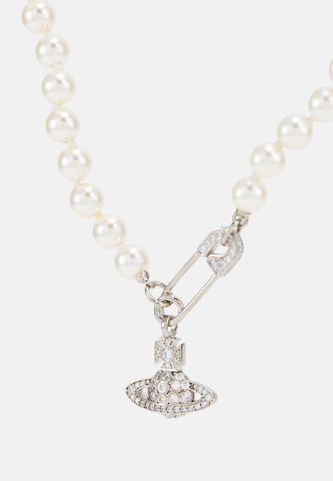 Vivienne Westwood LUCRECE PEARL - Necklace - silver-coloured Collier Vivienne Westwood, Prom Jewellery, Vivian Westwood, Vivienne Westwood Jewellery, Bijoux Art Nouveau, Pearl Collar, Silver Pearl Necklace, Prom Jewelry, Art Nouveau Jewelry