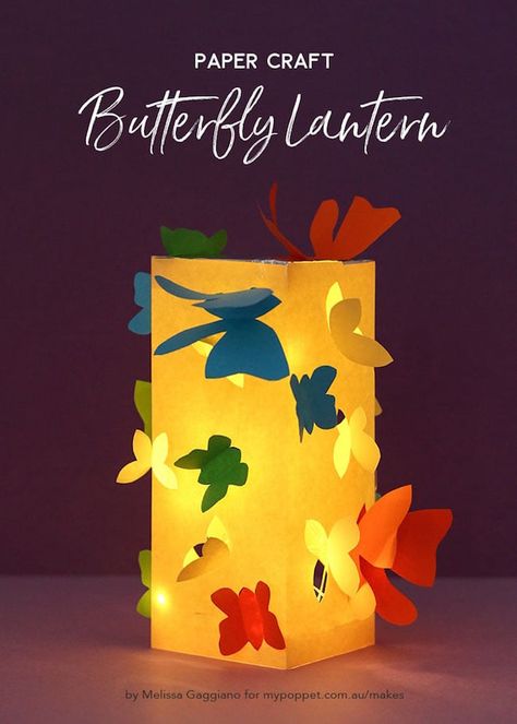 DIY Paper Butterfly Lantern Akashkandil For Diwali Handmade, Diwali Kandeel, Paper Lantern Craft For Kids, Lantern Diy Kids, Paper Lanterns Diy Kids, Lamp Making Ideas, Lantern Making For Kids, Lantern Making Ideas For Diwali, Diwali Lanterns Diy How To Make