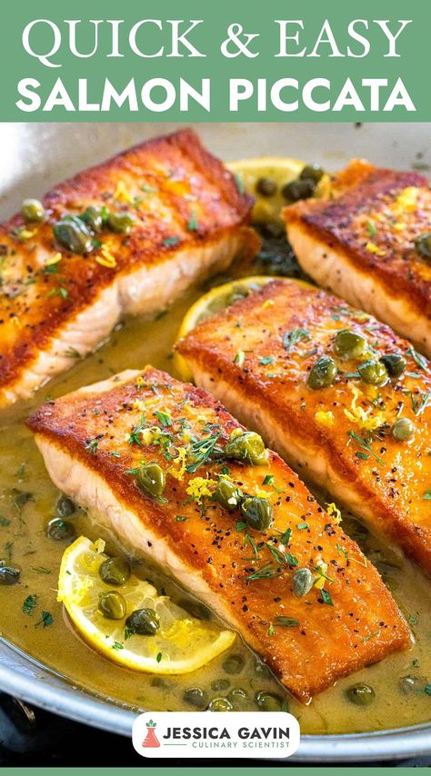 Easy Salmon Piccata Recipe!🍋🐟 Tender salmon fillets cooked to perfection in a tangy lemon caper sauce - a delicious dish that's sure to impress!✨ Get the recipe now and elevate your dinner game with this easy and elegant seafood favorite. #salmonpiccata via @foodiegavin