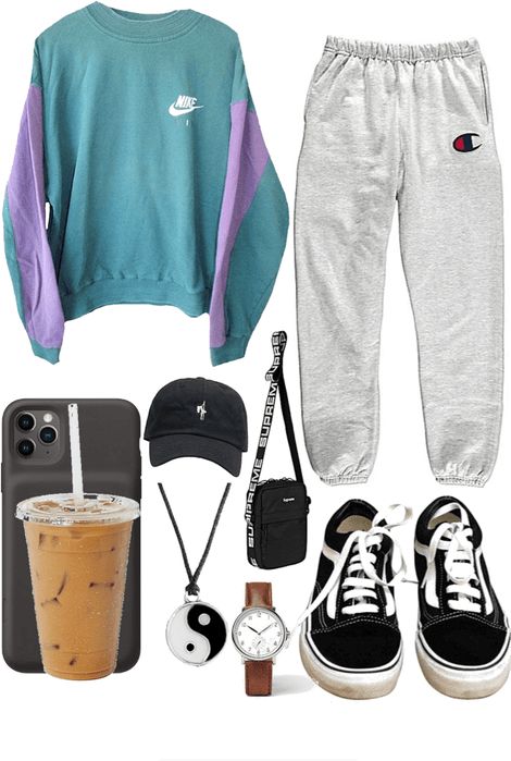 casual day Outfit | ShopLook Tomboy Sporty Outfits, Athletic Tomboy Outfits, Aesthetic Clothes Sporty, Cheap Sporty Everyday T-shirt, Athletic Girl Aesthetic Outfits, 90’s Sporty Outfits, Oversized Sporty T-shirt For College, Sporty Girl Aesthetic Outfit, Sporty Aesthetic Outfit