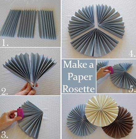 how to make a paper rosette Bilik Perempuan, Diy Baby Shower Decorations, Creative Baby Shower, Paper Rosettes, Accordion Fold, Diy Bebe, Diy Papier, Baby Diy, Ramadan Decorations