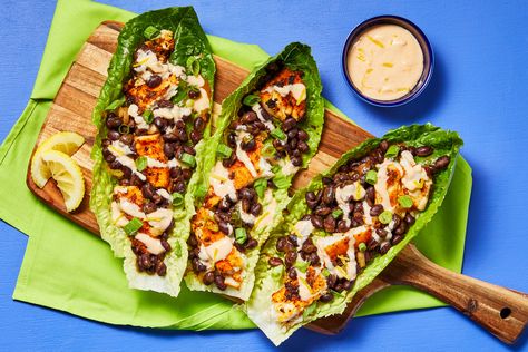 Share me on Pinterest Wraps Lunch, Blackening Spice, Lettuce Wraps Recipe, Blackened Tilapia, Thai Chili Sauce, Lunch Wraps, Lettuce Wrap Recipes, Veggie Stock, Hello Fresh