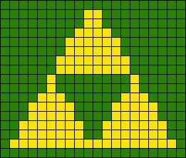 Triforce Triforce Granny Square, Triforce Crochet Pattern, Zelda Tapestry Crochet, Triforce Pixel Art, Legend Of Zelda Alpha Pattern, Zelda Alpha Pattern, Triforce Crochet, Alpha Bracelet Pattern Grid, Zelda Crochet