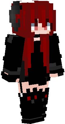 Red Hair Demon Black Kitty Boots - slim Minecraft Skins Demon, Minecraft Skins Hair, Minecraft Skins Red, Black Hair Red Eyes, Red Eyes Anime, Minecraft Skins Female, Skórki Minecraft, Minecraft Skins Aesthetic, Capas Minecraft