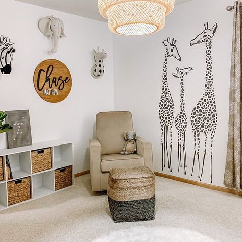 Safari Nursery Decals, Preschool Playroom, Giraffe Room, Baby Room Themes, Giraffe Nursery, Baby Boy Room Decor, Nursery Room Design, Baby Room Inspiration, Safari Nursery Decor