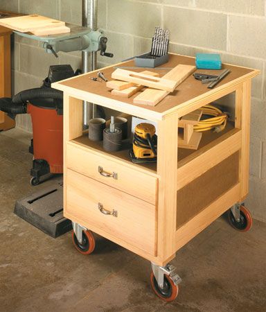 Shop Cart, Woodworking Tools List, Portable Workbench, Mobile Cart, Woodworking Desk, Woodworking Kits, Tool Storage Diy, Wood Crafting Tools, Tool Cart